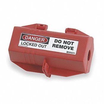 BRADY Plug Lockout Red 9/16In Shackle Dia., 2AF60