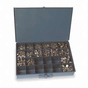 GRAINGER APPROVED Hx LockNt Asrt Plain Stnls Stl 1090PK, 4FAC4