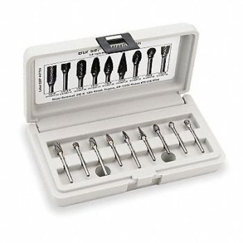 WIDIA METAL REMOVAL Carbide Bur Set 9 PC, 2C923