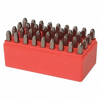 GRAINGER APPROVED Letter and Number Set 1/4 in H Steel, 2CEA1