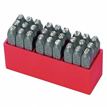 GRAINGER APPROVED Letter Set 1/8 in H Steel, 2CDY4