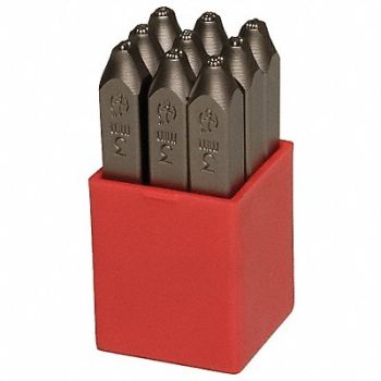GRAINGER APPROVED Number Set 3/8 in H Steel, 2CEA3