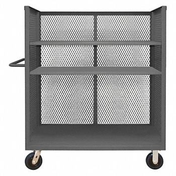 GRAINGER APPROVED 3 Sided Mesh Cart 3 Shelves 3600 lb., 2CFP4
