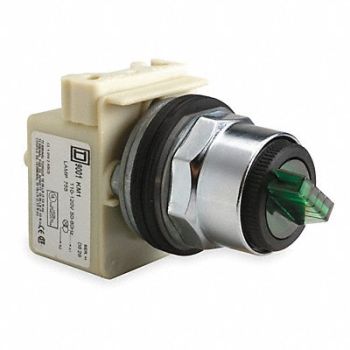 SCHNEIDER ELECTRIC Illum Selector Switch 2 Pos 30mm Green, 2EL26