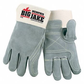 MCR SAFETY D1584 Leather Gloves Gray XL PR, 2ELG8