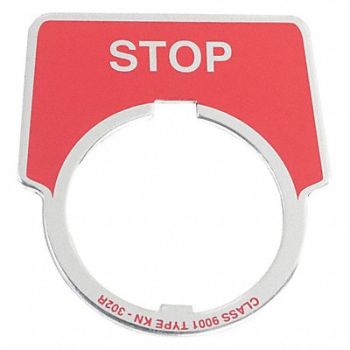 SCHNEIDER ELECTRIC Legend Plate Half Round Stop Red, 2EM54