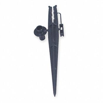 RAIN BIRD Tubing Stake 1/4 In Blk Plstc PK10, 2EMC4