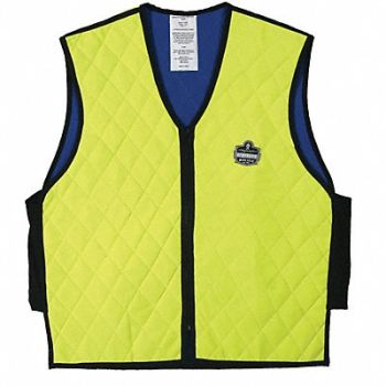 CHILL-ITS BY ERGODYNE D2429 Cooling Vest Hi-Visibility Lime 4 hr 3XL, 2EML2