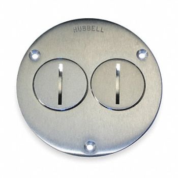 HUBBELL WIRING DEVICE-KELLEMS Floor Box Cover Round 2-Gang, 2EML7