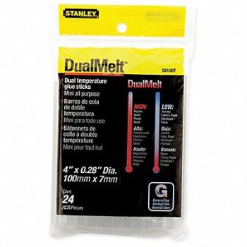 STANLEY Hot Melt Adhesive 1/4 Dia 4 L PK24, 2FDB9