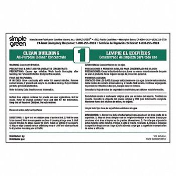 SIMPLE GREEN Secondary Bottle Label Paper PK10, 2GVP1