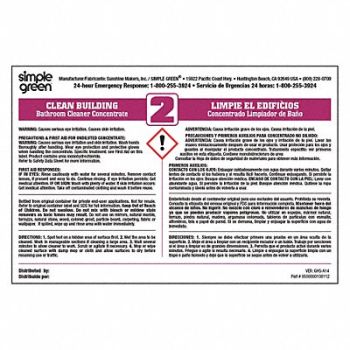 SIMPLE GREEN Secondary Bottle Label Paper PK10, 2GVP2