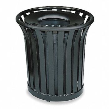 RUBBERMAID COMMERCIAL PRODUCTS Trash Can 36 gal Black Steel, 9HT32