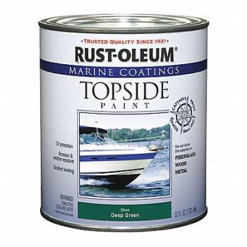 RUST-OLEUM Topside Paint 1 qt Deep Green Alkyd, 2GXD4