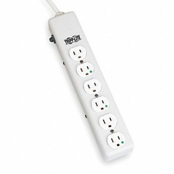 TRIPP LITE Outlet Strip 6 Outlet 15A 13-3/4 L Wht, 2GZR6