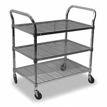 GRAINGER APPROVED Wire Cart 3 Shelf 36x24x39 Zinc, 2HDG4