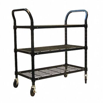 GRAINGER APPROVED Wire Cart 3 Shelf 60x24x39 Black, 2HDJ8