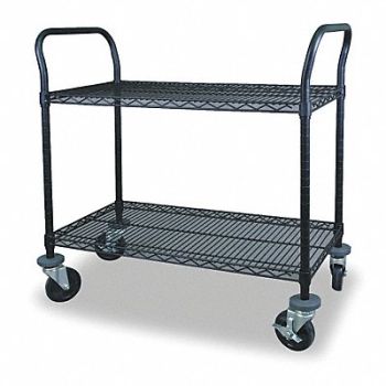 GRAINGER APPROVED Wire Cart 2 Shelf 48x18x39 Black, 2HDN7