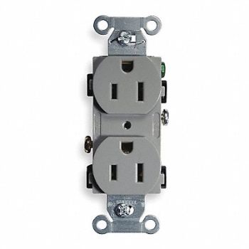HUBBELL Receptacle Duplex 15A 5-15R 125V Gray, 2HDX1