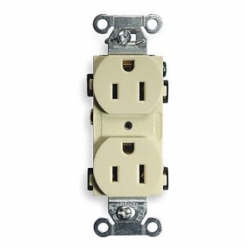 HUBBELL Receptacle Duplex 15A 5-15R 125V Ivory, 2HDX2