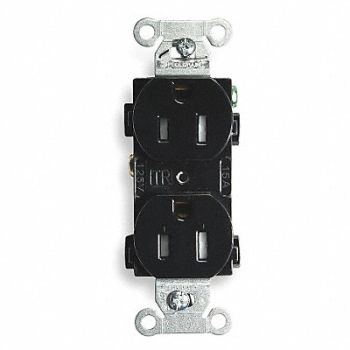 HUBBELL Receptacle Duplex 15A 5-15R 125V Black, 2HDY1