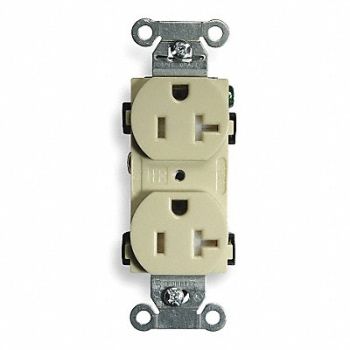 HUBBELL Receptacle Duplex 20A 5-20R 125V Ivory, 2HDY8