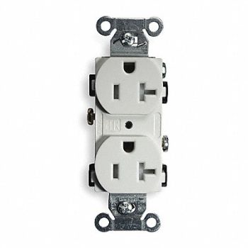HUBBELL Receptacle Duplex 20A 5-20R 125V White, 2HDY9
