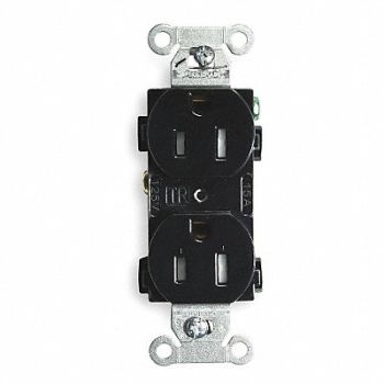 HUBBELL Receptacle Duplex 15A 5-15R 125V Black, 2HDZ2