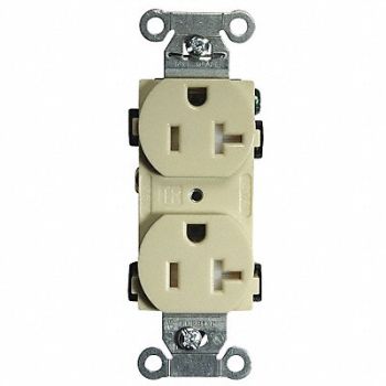 HUBBELL Receptacle Duplex 20A 5-20R 125V Ivory, 2HDZ9