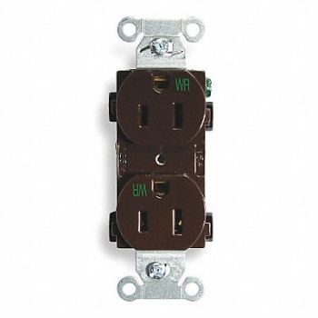 HUBBELL Receptacle Duplex 15A 5-15R 125V Brown, 2HEA2