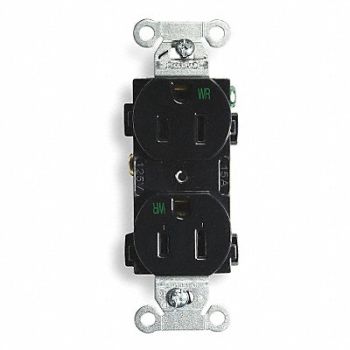 HUBBELL Receptacle Duplex 15A 5-15R 125V Black, 2HEA3
