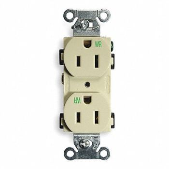 HUBBELL Receptacle Duplex 15A 5-15R 125V Ivory, 2HEA5