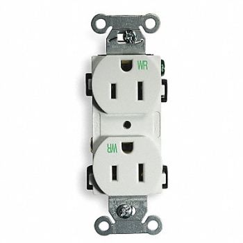 HUBBELL Receptacle Duplex 15A 5-15R 125V White, 2HEA6