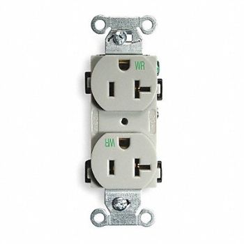 HUBBELL Receptacle Duplex 20A 5-20R 125V Gray, 2HEA9