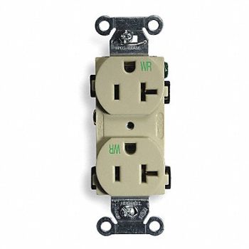 HUBBELL Receptacle Duplex 20A 5-20R 125V Ivory, 2HEC1
