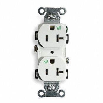 HUBBELL Receptacle Duplex 20A 5-20R 125V White, 2HEC2
