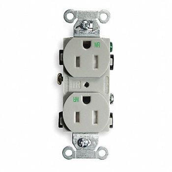 HUBBELL Receptacle Duplex 15A 5-15R 125V Gray, 2HEC5