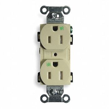 HUBBELL Receptacle Duplex 15A 5-15R 125V Ivory, 2HEC6