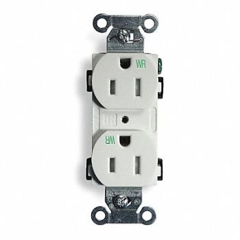 HUBBELL Receptacle Duplex 15A 5-15R 125V White, 2HEC7