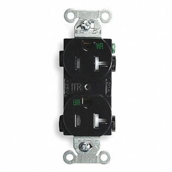 HUBBELL Receptacle Duplex 20A 5-20R 125V Black, 2HEC9