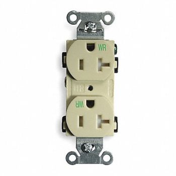 HUBBELL Receptacle Duplex 20A 5-20R 125V Ivory, 2HED2