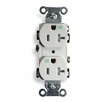 HUBBELL Receptacle Duplex 20A 5-20R 125V White, 2HED3
