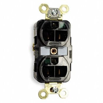 HUBBELL Receptacle Duplex 20A 5-20R 125V Black, 2HEE6