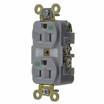 HUBBELL Receptacle Duplex 15A 5-15R 125V Gray, 2HED7