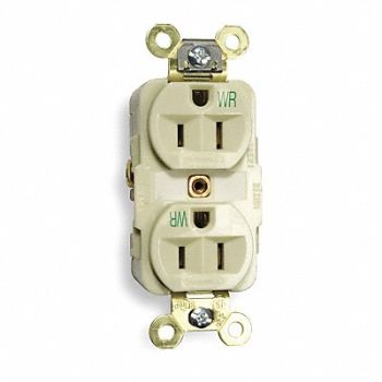 HUBBELL Receptacle Duplex 15A 5-15R 125V Ivory, 2HED8