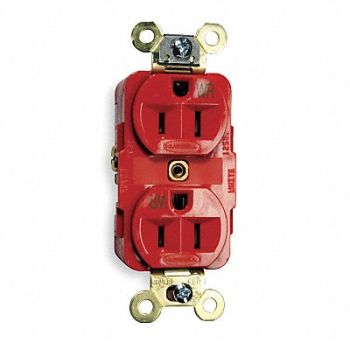 HUBBELL Receptacle Duplex 15A 5-15R 125V Red, 2HED9