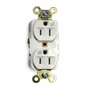 HUBBELL Receptacle Duplex 15A 5-15R 125V White, 2HEE2