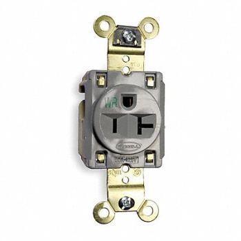 HUBBELL Receptacle Single 20A 5-20R 125V Gray, 2HEE3
