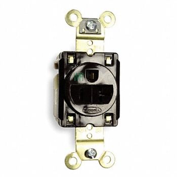 HUBBELL Receptacle Single 20A 5-20R 125V Brown, 2HEE5