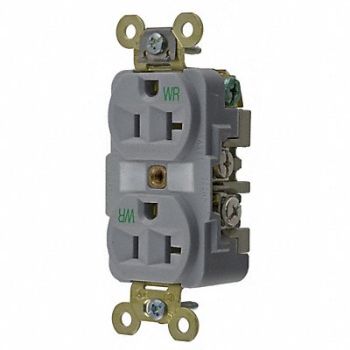 HUBBELL Receptacle Duplex 20A 5-20R 125V Gray, 2HEE7